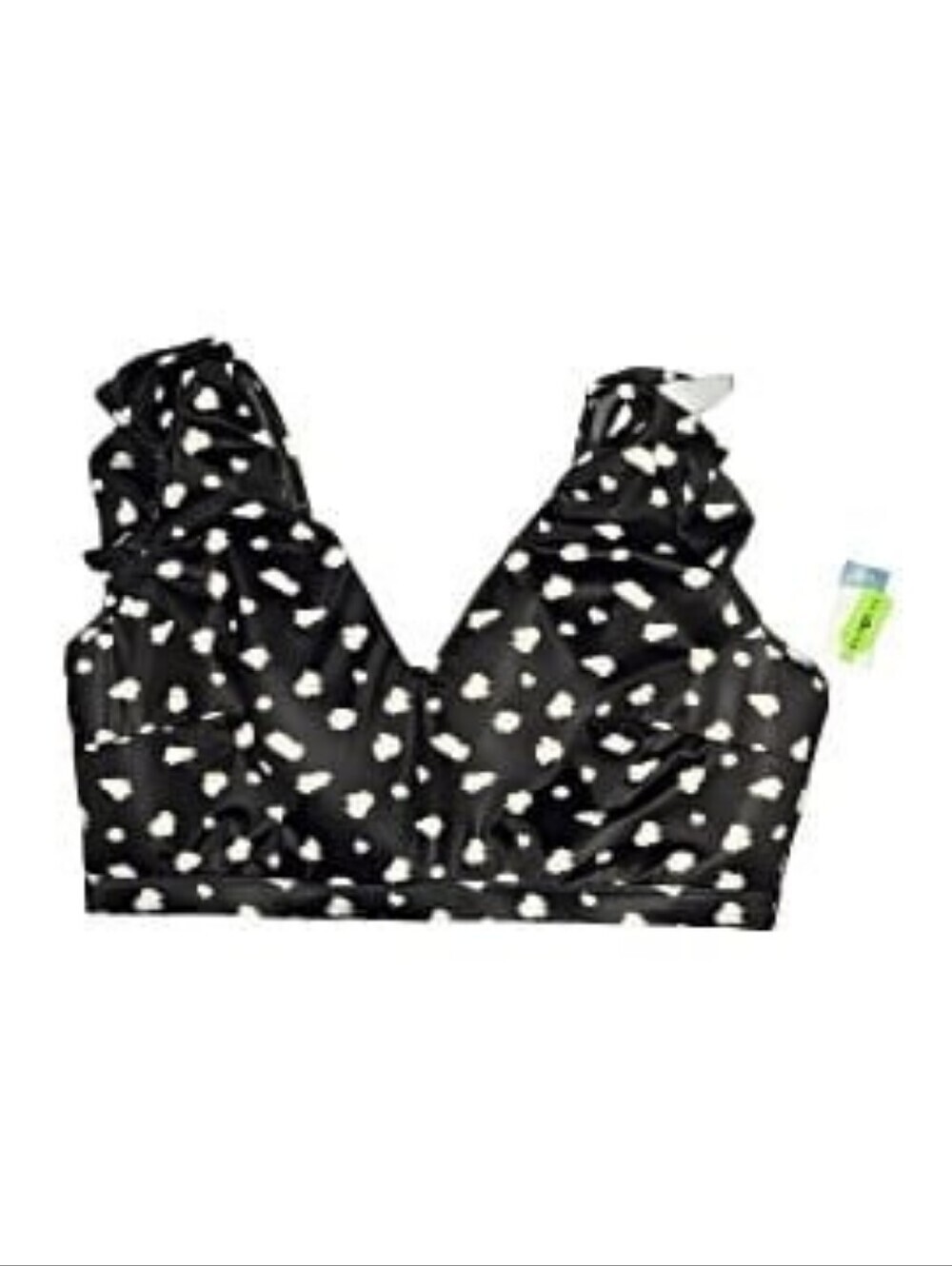 CACIQUE Black & White Heart Print Ruffle Strap Bralette NWT